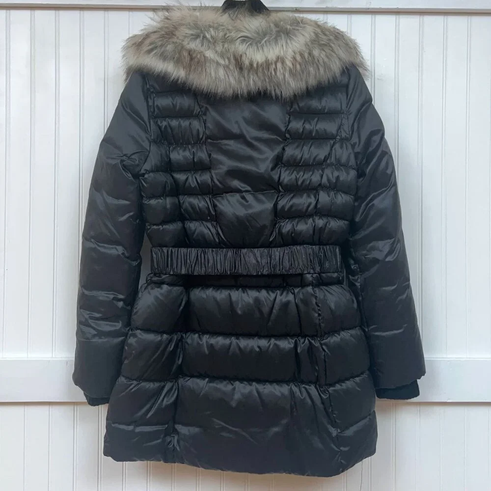 Betsey Johnson Women's M Black Puffer Coat Faux Fur Collar Warm Winter Jacket - Picture 3 of 12